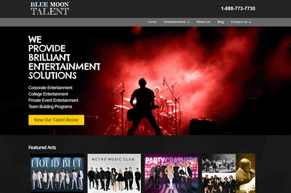 Home page Image of Blue Moon Talent website.