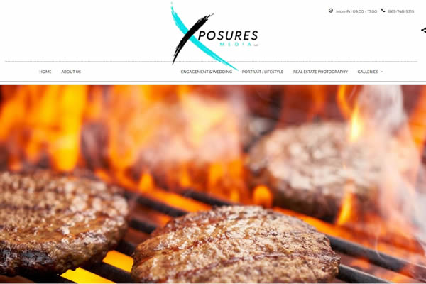 Image of Xposures Media website home page.